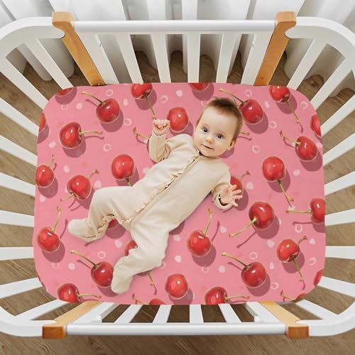 ALAZA Fresh Cherries Crib Sheets for Girls and Boys 1