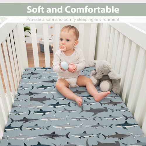 Sharks Boho Baby Crib Sheets 52x28 Fitted Mattress Cover