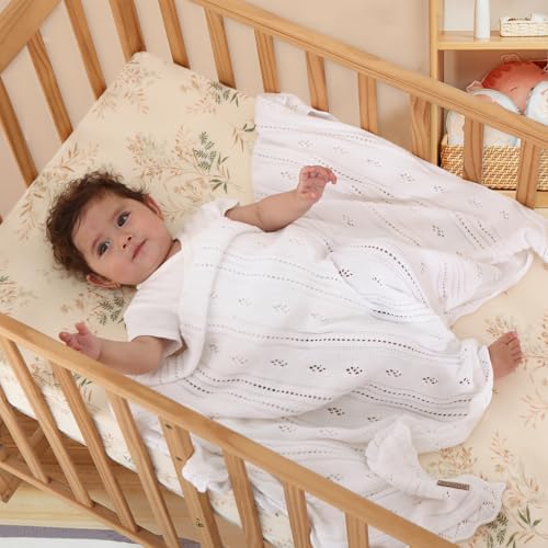 Pinuotu Cotton Pointelle Baby Blanket - Ultra Soft Breathable 31x40 Inches