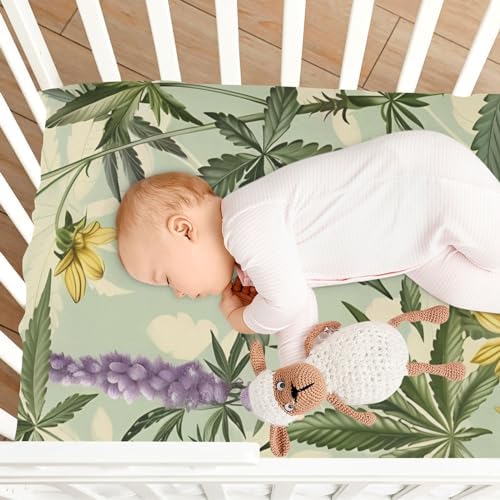 Retro Plant Pattern Crib Sheets for Girls and Boys