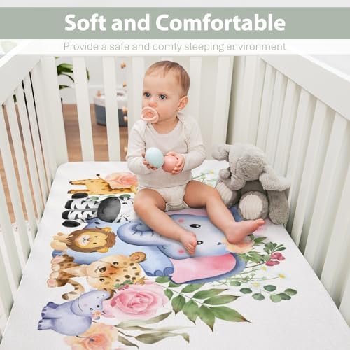 ZoUbqchY Jungle Safari Crib Sheets for Boy Girl 52x28