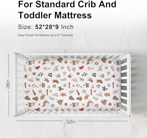 KASTLEE Christmas Crib Sheets 52x28 Fitted Mattress Cover