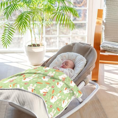 Sanluoli Green Cute Rabbits Baby Swaddling Blanket
