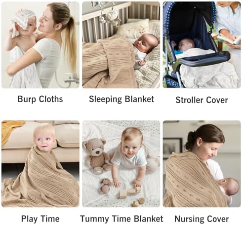 Pinuotu Cotton Pointelle Baby Blanket - Ultra Soft Breathable 31x40 Inches