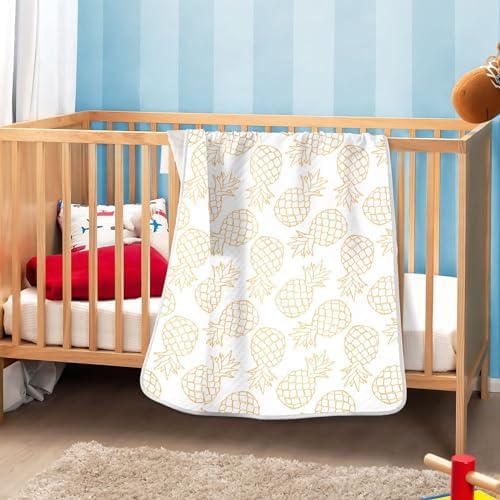 KICPOAY White Elegant Pineapple Baby Swaddle Blanket