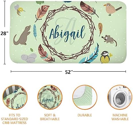 Custom Green Crib Sheets with Cartoon Animals Design