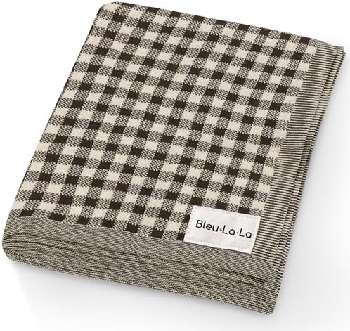 Bleu La La Plaid Baby Blanket - Mocha 100 Soft Cotton