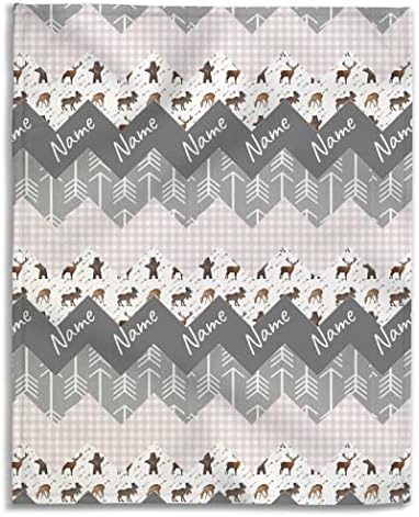 Customized Woodland Theme Baby Blanket with Name and Date