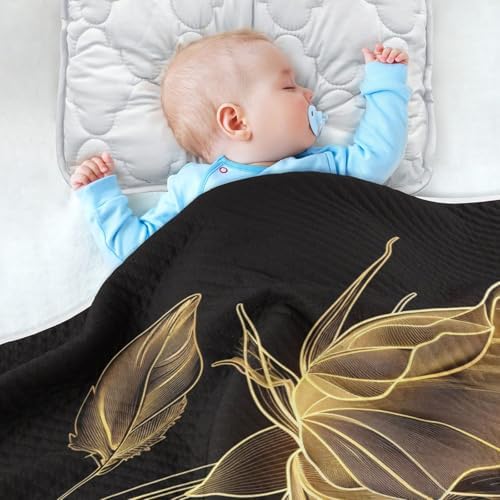 KICPOAY Golden Rose Swaddle Blanket for Newborn Baby