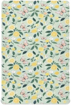 KEIGE Lemon Butterfly Crib Sheet for Baby Bed