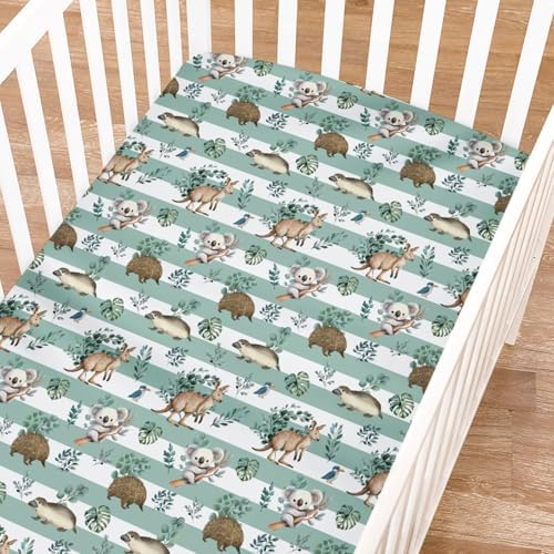 KASTLEE Baby Koala Crib Sheet 52x28 Green Stripes