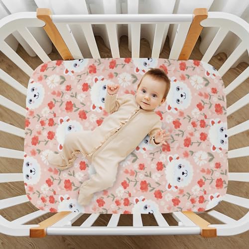KEIGE Cute Sheep Fitted Crib Sheet for Girls and Boys