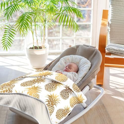 AMmao Baby Blanket 30X40 Inch Gold Pineapple Pattern