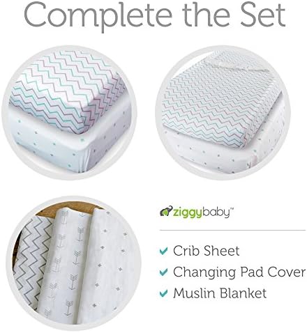 Ziggy Baby Crib Sheet Fitted Jersey Cotton Chevron Cross Blue Grey