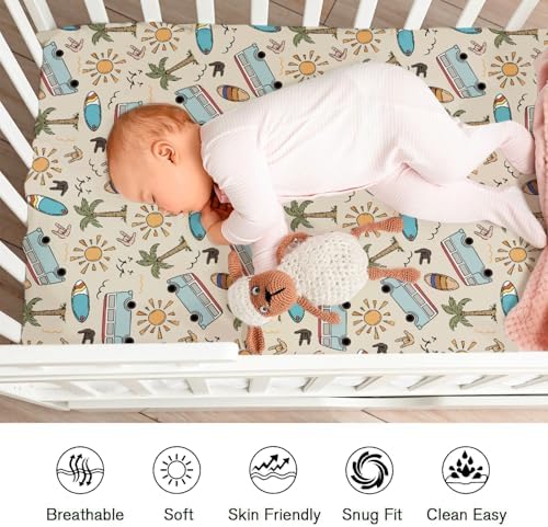 KASTLEE Vintage Surf Baby Crib Sheets 52x28