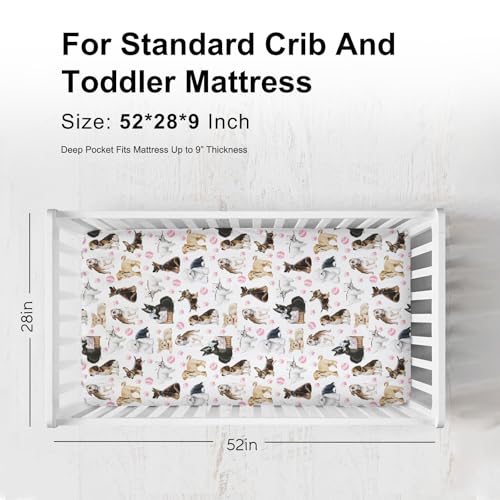 Cute Dogs Fitted Crib Sheet 52x28 Inch