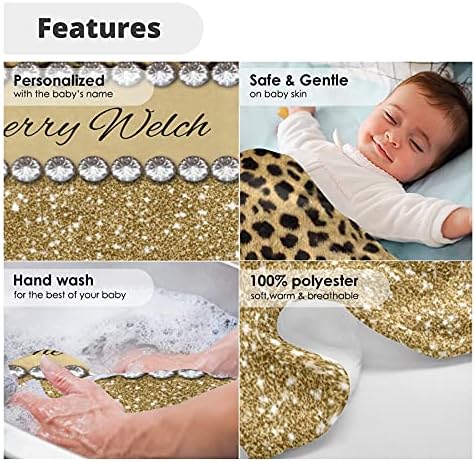Personalized Baby Blanket Leopard Print with Name 30x40 Inches