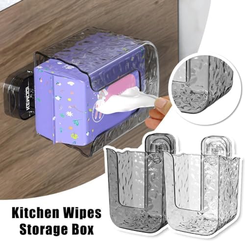 Kitchen Wipes Storage Box Wall Mounted Tissue Holder Non-Slip Refillable Container
