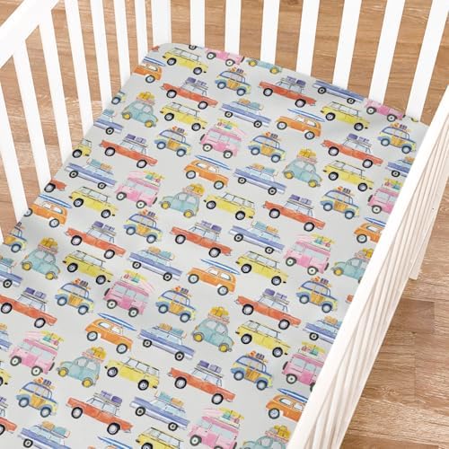 KASTLEE Colorful Classic Car Crib Sheets 52x28