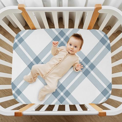 KICPOAY Scotland Plaid White Crib Sheets for Baby Toddler