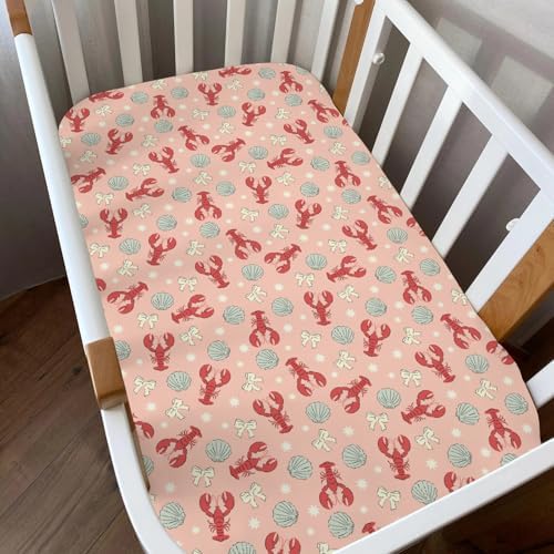 Red Coastal Lobsters Crib Sheets 2 Pack