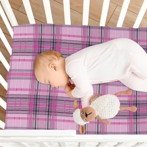 KICPOAY Checkered Tartan Crib Sheets Stretchy Playard Sheets for Baby Toddler