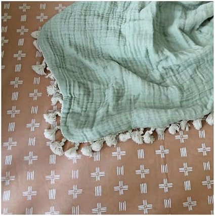 Crane Baby 6 Layer Muslin Swaddle Blanket Evergreen 30 x 40