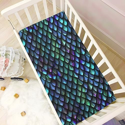 SHJI Dragon Scales Crib Sheet for Boys and Girls