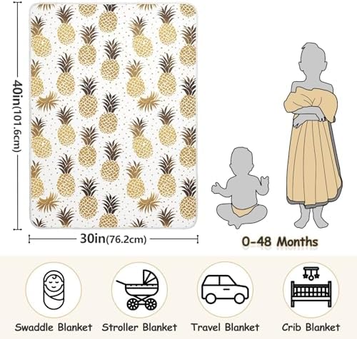 AMmao 30x40 Inch Baby Blanket with Golden Pineapple Polka Dot Pattern