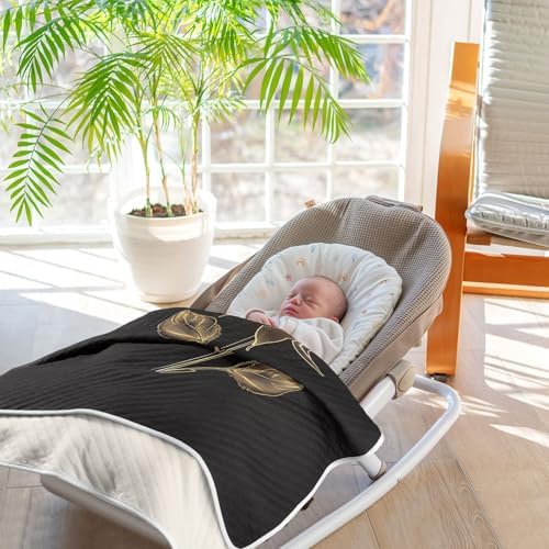 KICPOAY Golden Rose Swaddle Blanket for Newborn Baby