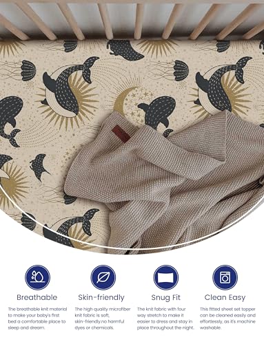 TotAha Premium Stretchy Crib Sheets 2-Pack - Hypoallergenic Silky Comfort