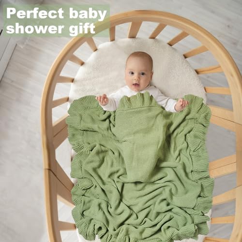 YCHWFF Soft Knit Baby Blanket - 30x40 Green Swaddle