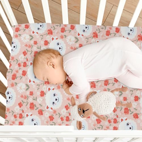 KEIGE Cute Sheep Fitted Crib Sheet for Girls and Boys