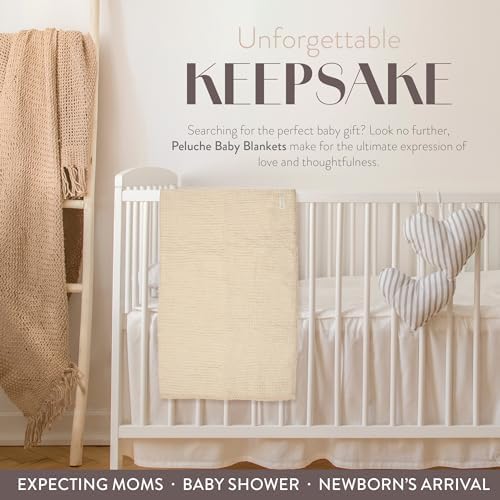 Woven Waffle Baby Blanket with Lace Trim - 100 Cotton Swaddle