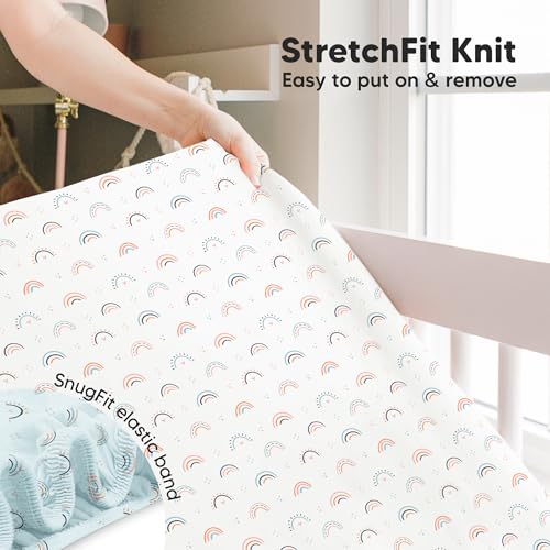 KeaBabies 2-Pack Crib Sheets - Jolly Rainbow 52x28 Soft Breathable