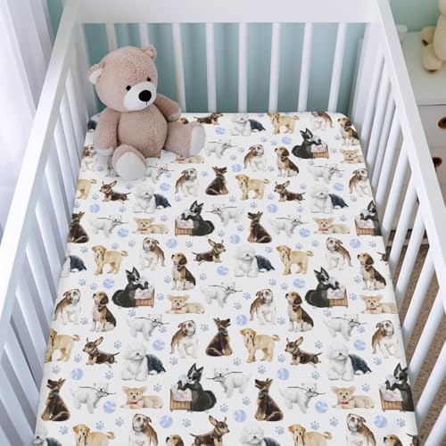 KASTLEE Cute Dogs Fitted Crib Sheet 52x28