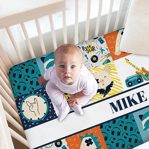 Noverbibi Rock Theme Crib Sheets with Name