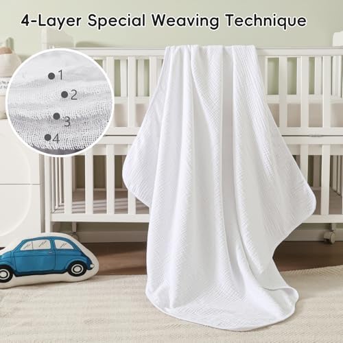 Davids Kids 47x47 Muslin Blanket 4-Layer 100 Cotton Swaddle for Summer