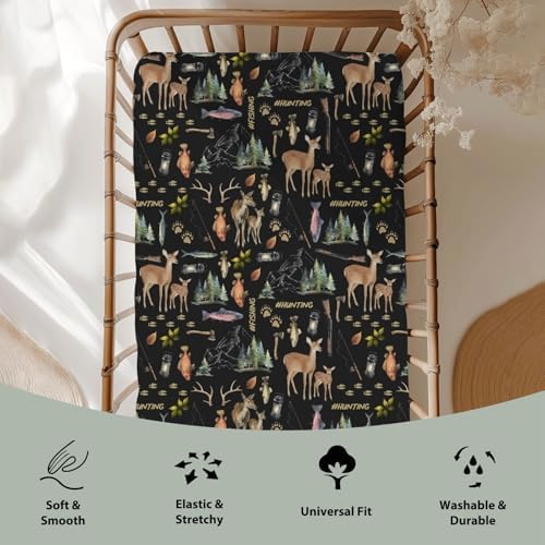 ZoUbqchY Baby Crib Sheets Deer Fish Animal 52x28 Inch Fitted Mattress Cover