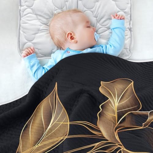 KICPOAY Golden Luxury Rose Baby Swaddle Blanket