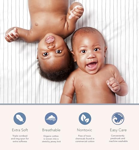 Cambria Baby 100 Organic Cotton Fitted Sheets for Crib and Toddler Mattresses