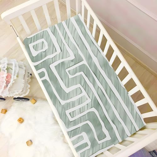 ALAZA Labyrinth Boho Green Crib Sheets for Girls and Boys