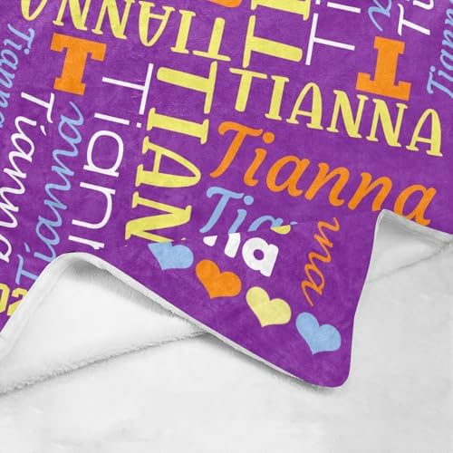 Custom Blanket with Name Personalized Purple Swaddling for Baby