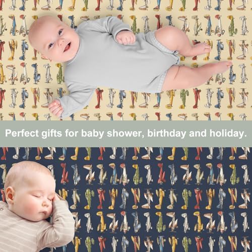 Vintage Airplane Crib Sheets 2 Pack - Soft Fitted for Boy Girl