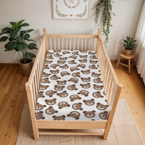 Neutral Boho Bears Crib Sheets 52x28inch