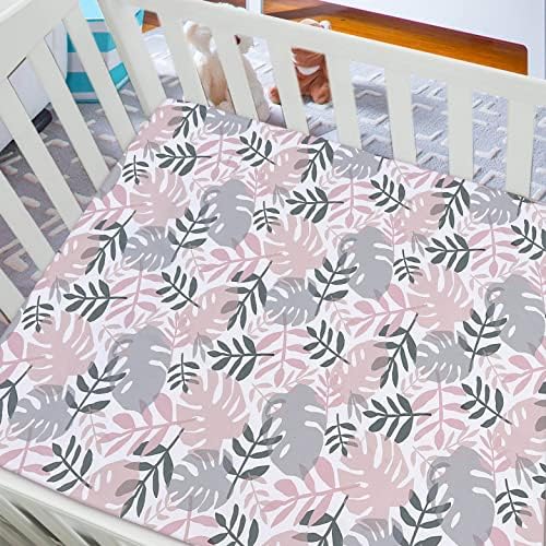 AMROSE 4 Pack Crib Sheets for Baby Girls 28 X 52 Fitted
