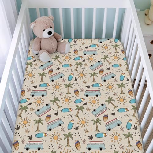 KASTLEE Vintage Surf Baby Crib Sheets 52x28