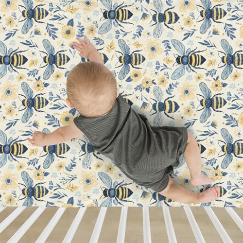 Vintage Bees Wildflowers Crib Sheets 52x28 1