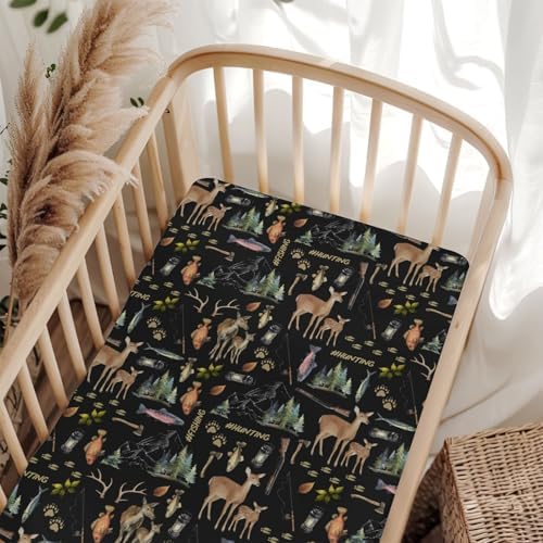 ZoUbqchY Baby Crib Sheets Deer Fish Animal 52x28 Inch Fitted Mattress Cover