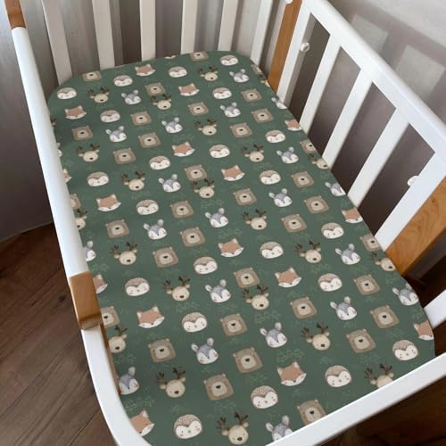 Boho Animals Crib Sheets 2 Pack Bear Deer Bunny Trees Mountain Soft Fitted